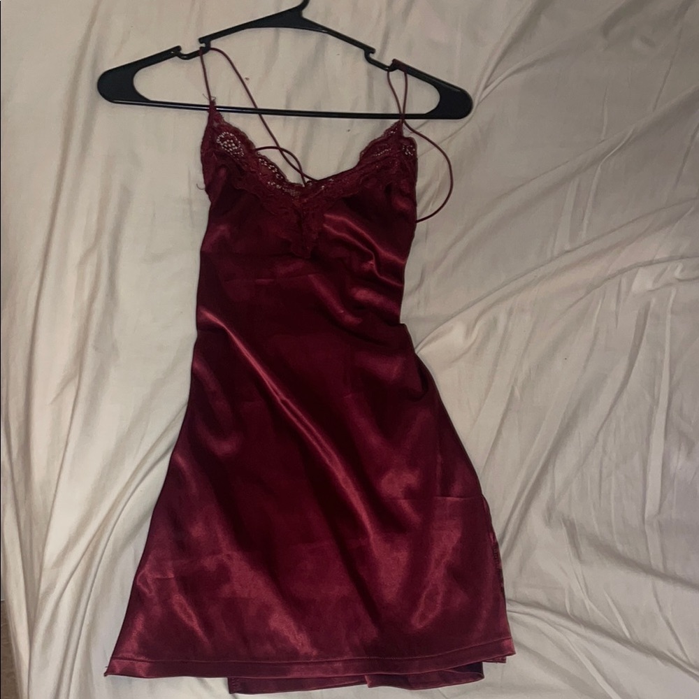 Elegant Burgundy Satin Slip Dress